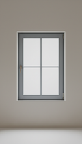 Minimalist Tilt-and-Turn Window With Brushed Metal Hardware