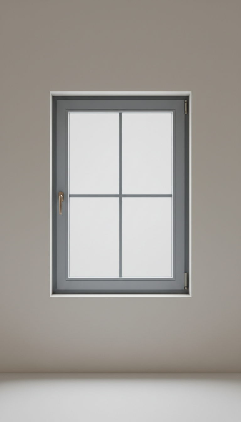 Minimalist Tilt-and-Turn Window With Brushed Metal Hardware