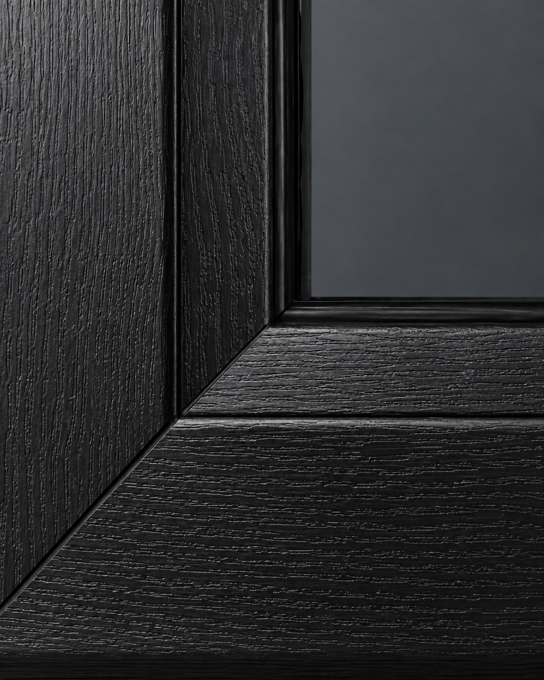 Black Ash satin woodgrain uPVC window frame finish